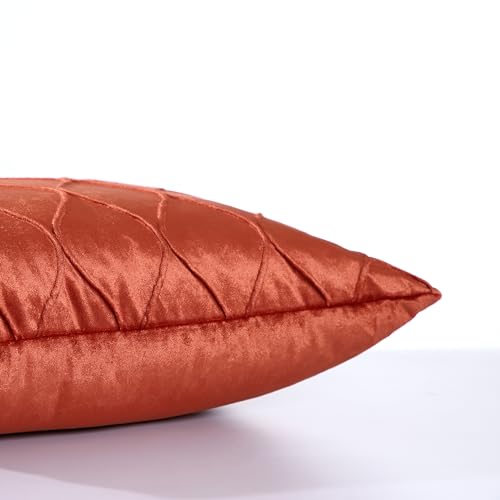 Image of Home - The Best is for You Luxurious Rust Velvet Lumber Cushion Covers- Pack of 2, 20x20 Inch