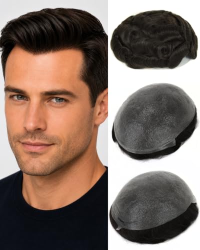 0.03mm Thin Skin Toupee, 8x10 Full Knotless V-Looped 90% Density