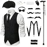 Forbabe Disfraz de los años 20 para hombre (negro, XLL)