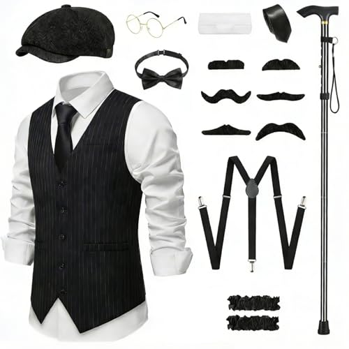 Forbabe Disfarce dos anos 20 para homem (preto, XLL)