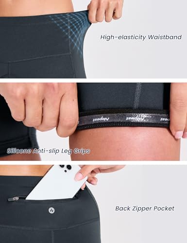 Nepest Short feminino acolchoado para ciclismo 4D acolchoado com bolsos com zíper para andar de bici