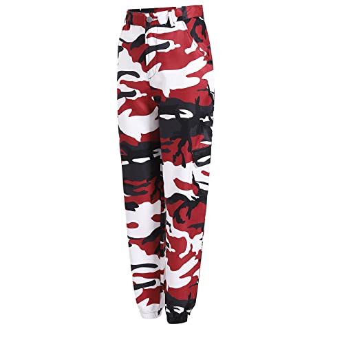 Camouflage Pants for Women Casual Combat Army Cargo Pants Multi-Pocket Military Tactical Bound Feet Camo Cargo Trouser