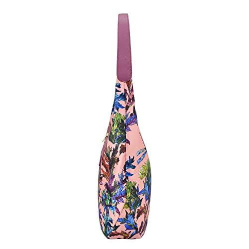Image of Anuschka Large Sling Hobo - Wanderlust Collection - Nylon Fabric with Genuine Leather Trim and Artwork Print