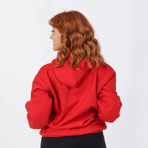 Blusa Moletom Feminina Bolso Canguru com Capuz Algodão Flanelada Lisa sem Estampa Unissex (BR, Alfa,