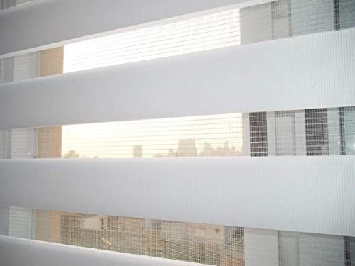 Persiana Rolo Duplo Bandô Branca 160 (L) x 160 (A) Cortina Zebra Rainbow Double Vision 1,60 X 1,60