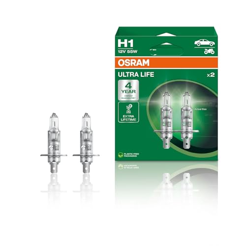 Osram ULTRA LIFE H1, Lampe de phare halogène, 64150ULT-HCB, 12V véhicule de tourisme, boîte duo (2 pièces)