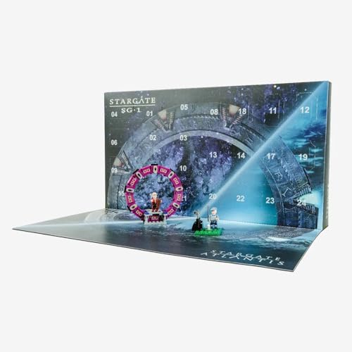 BlueBrixx Pro Stargate Adventskalender, Sci-Fi Bauset für Erwachsene und Kinder, Klemmbausteine-Set aus 844 Teilen, Baue ikonische Szenen aus SG-1 und Atlantis, 107944