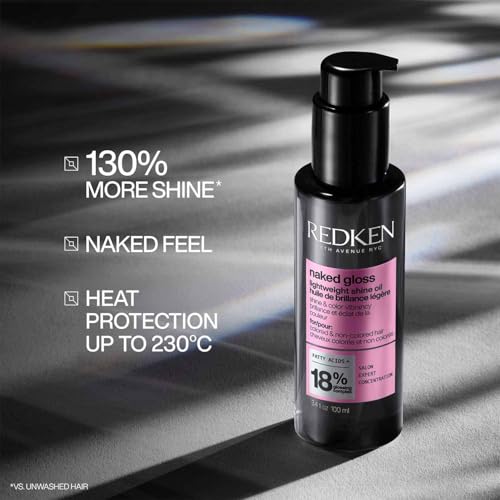 Image of Redken Naked Gloss Lightweight Hair Serum, 100 ml | Lightweight serum for glass-like shine. Provides heat protection and controls frizz for up to 72 hours.
