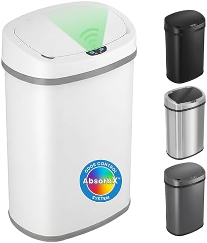 iTouchless 13 Gallon Oval Motion Sensor Garbage Container with Od...
