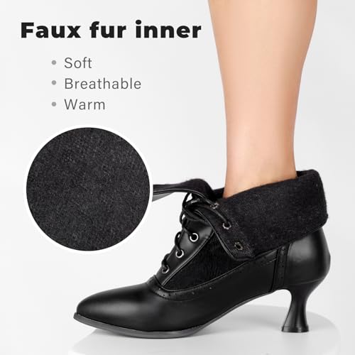 Women Victorian Lace Ankle Boots Wedding Bridal Booties Vintage Costume Kitten Heel Boots3