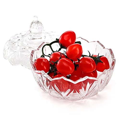 Youeon Set Of 4 Glass Candy Dish With Lid, 6.2" Decorative Candy Bowl, Crystal Candy Jar, Cookie Jar, Jewelry Dish, Covered Candy Jar For Kitchen, Home, Office Desk, Candy Buffet #TOP2