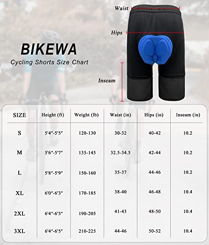 Bikewa Masculino Shorts De Mountain Bike Acolchoados 3D, Leves, Para Ciclismo, Com Ajuste Solto, Zíp