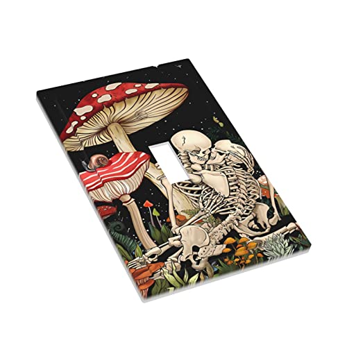 Skull Mushroom Skeleton Light Switch Cover 1 Gang Single Toggle Outlet Wall Plate Cover Faceplate Halloween Gothic Human Snail Flower Universe Galaxy Moon Bohemia Hippie Art Bathroom Bohemian Decor #TOP2