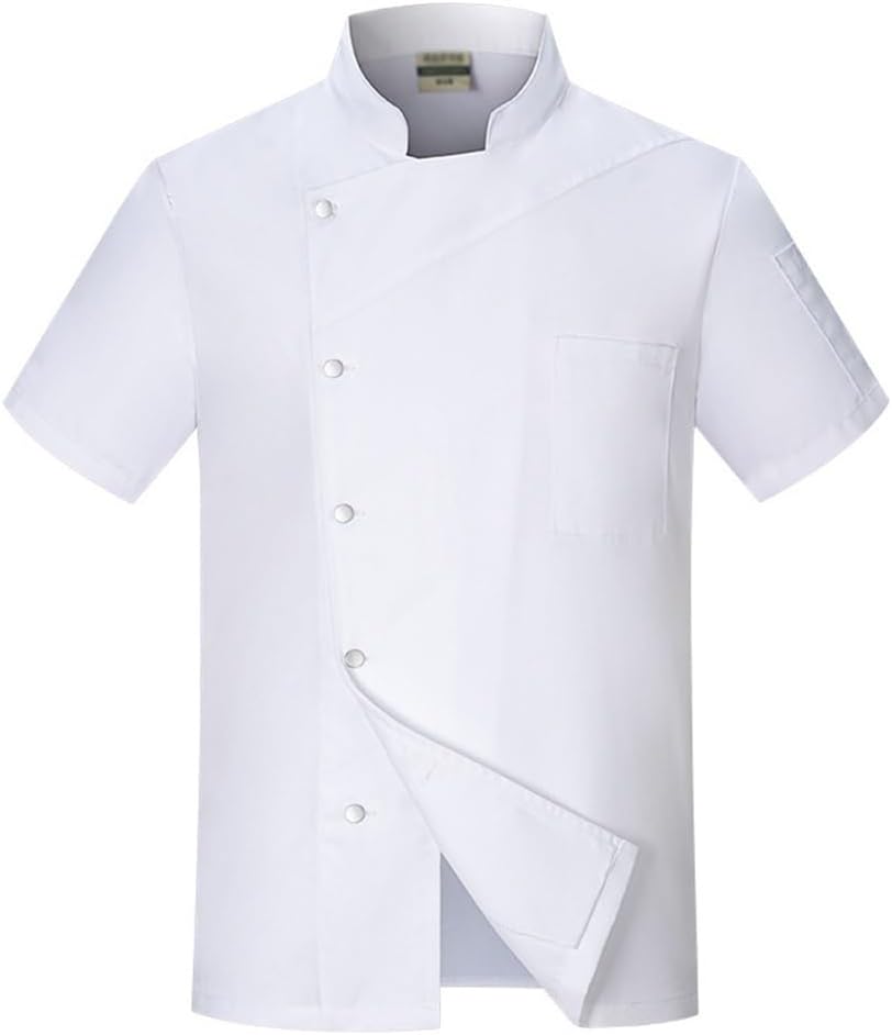 Kitchen Chef Coat Uniform Short Sleeve Unisex Chef Jacket with Pocket for Restaurant Hotel Bakery Food Service