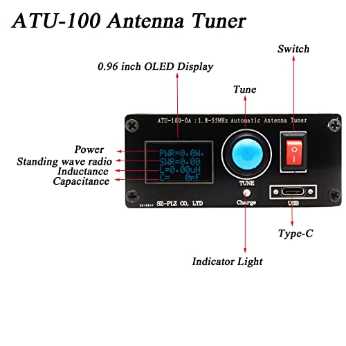 Junshuntong Antenna Tuner Atu-100, Ext 1.8-55Mhz Tiny 100W Open Source Shortwave Automatic Antenna Tuner With Metal Housing Assembled By N7Ddc 7X7 #TOP3