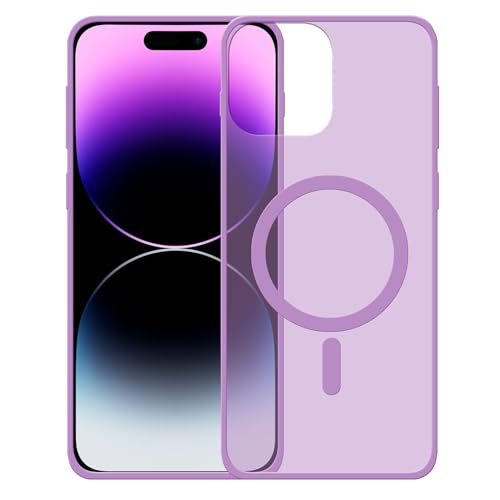 Image of amazon basics Luxury Paper Thin Case Cover for iPhone 14 Pro Max | Matte Finish | Compatible with magsafe | (Purple, iPhone 14 Pro Max)