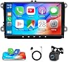 Radio estéreo para auto Android de 9 pulgadas con Carplay para VW GTI/Golf R 2010-2013, pantalla táctil de actualización, navegación GPS, doble din, con Carplay inalámbrico, Android Auto, Bluetooth, WiFi, FM, SWC, DSP, cámara de reversa 2