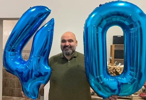Navy Blue Number 100 Balloon 40 inch, 100 Number Balloons, 100th Navy Blue Birthday Decorations, 100 Year Old Women Men Blue Party Supplies by IWERP - Used condition - Image 6