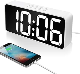 9" Large LED Digital Alarm Clock with USB Port for Phone Charger, 0-100%