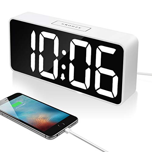 9" Large LED Digital Alarm Clock with USB Port for Phone Charger, 0-100%