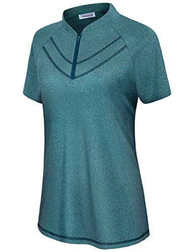 Vldnery Plus Size Women's Polo Golf Shirt Moisture Wicking Workout Zip Yoga Top Shirt (2Xl) #TOP1