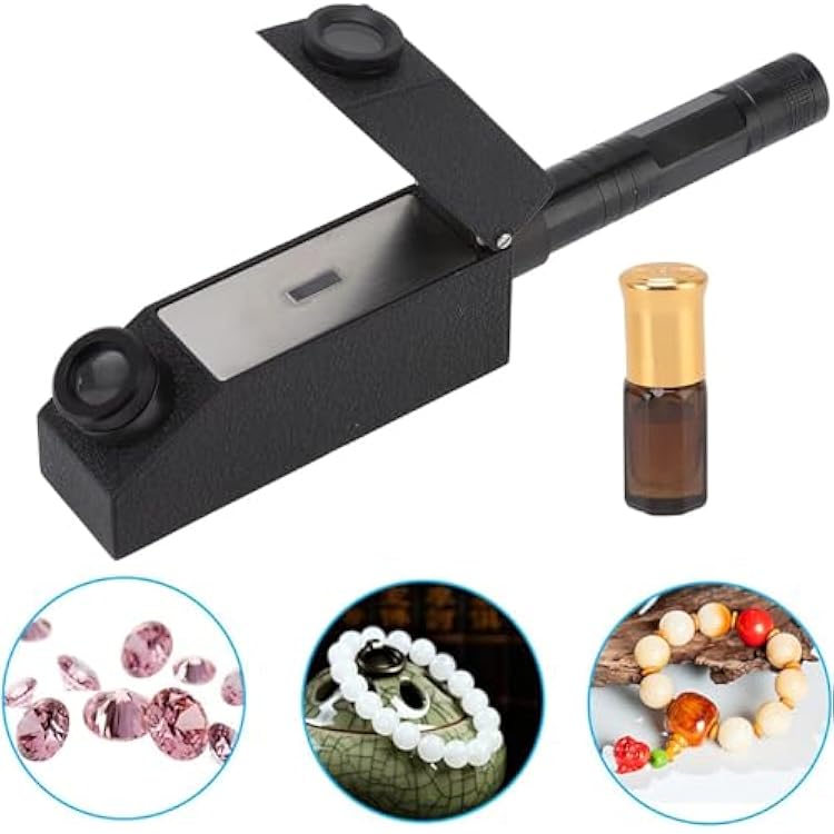 Professional Gemstone Identification Tool, Gemstone Refractive Ldentification Gem Refractometer with External Light Source Send Flashlight