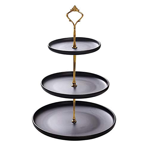 Moderner 3 Stöckig Obst Etagere, Keramik Schwarz Küchenampel Für Mehr Platz Auf Der Arbeitsplatte, Kitchen Craft, 15 X 20 X 25 X 37 Cm,Gold Cover