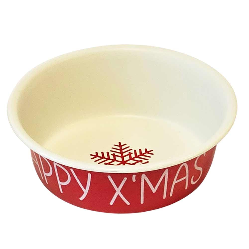 Nobby Xmas Happy Xmas Stainless Steel Bowl Non-Slip Beige/Red 17.0 cm 0.84 Litres