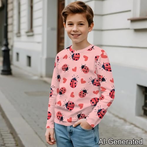 Image of Renewold Boys Girls Tees Kids T-Shirt Long Sleeve Crewneck T Shirts Casual Athletic Tops Clothing for Home School Travel