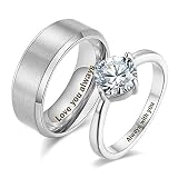 Matching Promise Rings for Couples Stainless Steel Wedding Rings Set Personalized Engagement Ring Pr