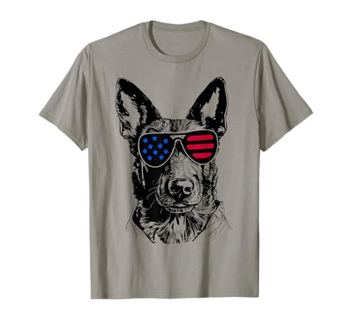 Dutch Shepherd Dog 4th July America USA Flag T-Shirt