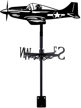 SUPERDANT Fighter Jet Iron Weather Vane Plane Metal Weather Vanes Black Wind Direction Garden Art Decor for Roof Indicators Wind Vanes for Yard Farm Barn Sheds Garden Patio Wind Vanes for Outside