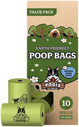 Pogi’s Dog Poop Bags - 10 Rolls (150 Doggie Poop Bags) - Leak-Proof Dog Waste Bags - Scented, Ultra Thick, Extra Large Poop Bags for Dogs