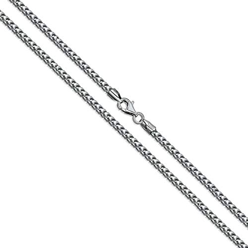 Orostar Sterling Silver Italian 1.5mm Franco Square Box Link Chain, 16-30 Inches, Silver and Gold Color (Rhodium, 16)