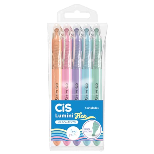 Marca Texto Lumini Flex Pastel - CIS, Estojo com 5 cores pastel
