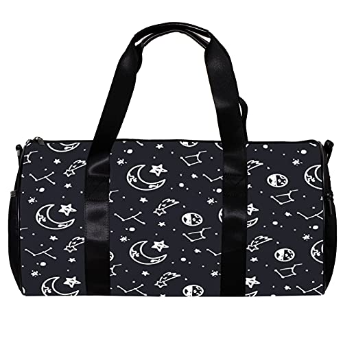 LEVEIS Fantasy Star Moon Sports Duffel Bag Travel Tote Carry on Weekender Gym Overnight Bag for Men & Women