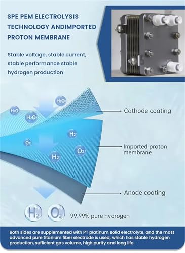 FCADFCA Hydrogen Inhalation Machine, 99.99% Purity Hydrogen Water Generator, Low Noise, PEM Electrolysis Water Technology, Brown's Gas Inhaler for Home - Image 5