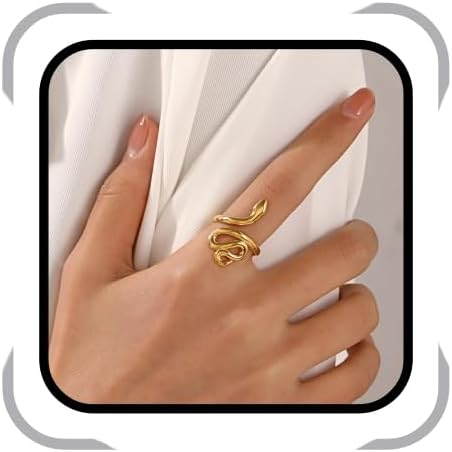 Gold Snake Ring for Women Adjustable Snake Ring Cute Animal Jewelry for Halloween Christmas Gift
