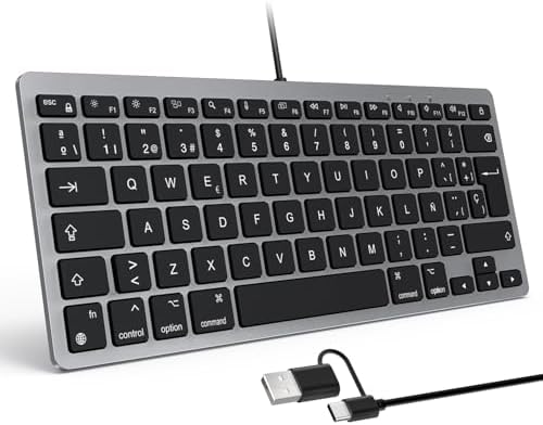 OMOTON Wired Keyboard for Mac, Keyboard with Dual Connection (Typ...