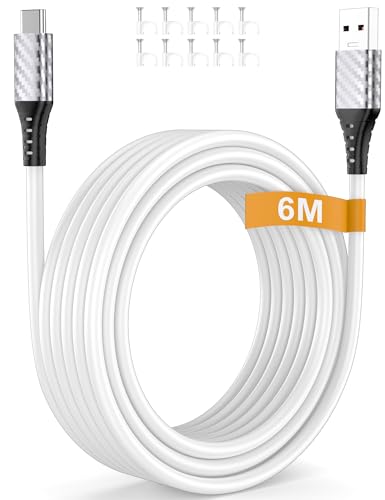 USB C Ladekabel 6M,27W USB A auf USB C Kabel 3A Schnellladekabel USBC für iPhone 17 16e Samsung A17 A16 A56 A06 A26 A36 S25 Pixel 9a Moto g86 Tablets für PS-5 Controller Security-Überwachungskamera