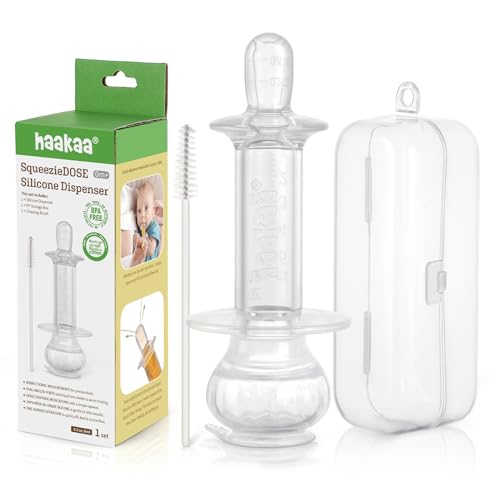 haakaa Baby Medicine Dispenser,Syringe for Liquid,Unique Silicone Ball Design, Dual-angled Ports,One-handed Operation,0 Months+