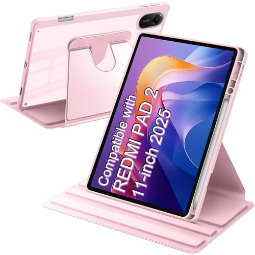 A-BEAUTY Funda Giratoria para Xiaomi Redmi Pad 2 11 Pulgadas 2025 Rosa