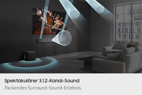 Samsung HW-QS710GF Q-Series 3.1.2-Kanal-Soundbar für Fernseher, TV-Lautsprecher mit kabellosem 6,5"-Subwoofer, Kabelloses Dolby Atmos und DTS:X, SpaceFit Sound, Q-Symphony