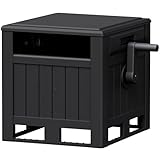 Greesum Resin Garden Hose Reel Hideaway, Outdoor Hose Storage Cabinet with Manual Rewind, No-Leak Water Connectors, Fits 170ft 5/8' Hose, Heavy-Duty & Weatherproof, Black