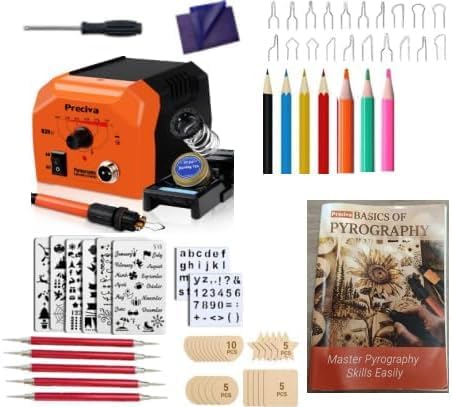 939II Single-Handle Pyrography Soldering Iron + Pyrography Manual Set - Digital Display, Wood Burning Tool Kit with 20pcs Tips and Heat-Resistant Handle for Wood & Leather Crafts