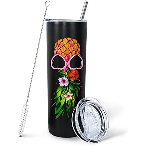 Mofvugz Upside Down Pineapple Tumbler-Pineapple Gifts for Women,Hawaiian Gifts for Women-Pineapple Decor,Pineapple Stuff,Pineapple Ornament-20 OZ Travel Tumbler Pineapple Cover