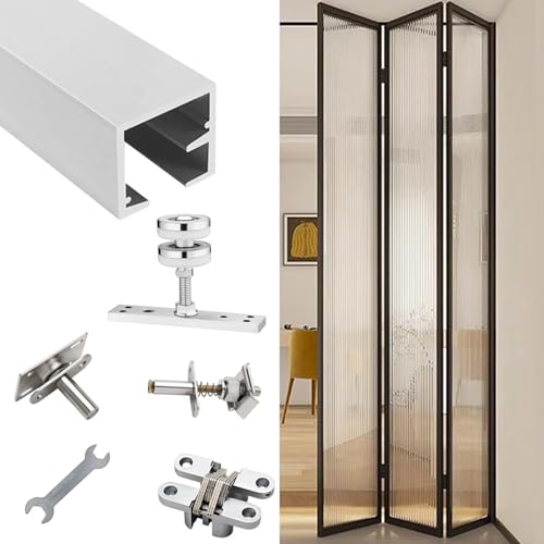 rail porte coulissante Rail de Porte Pliante Coulissante avec Quincaillerie, Kit de Rail Plafond pour Porte Pliante Coulissante, Pièce Rechange Pliante...