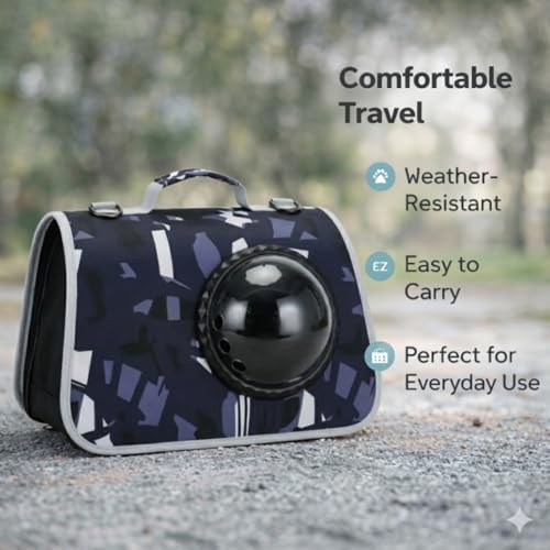 Image of Cawypety Cat Backpack Carrier, Breathable Cat Carrier Pet Backpack for Kitty Small Dog Up to 15Lbs, Transparent & Foldable Pet Carrier for Travel Hiking (Navy Blue, Window)