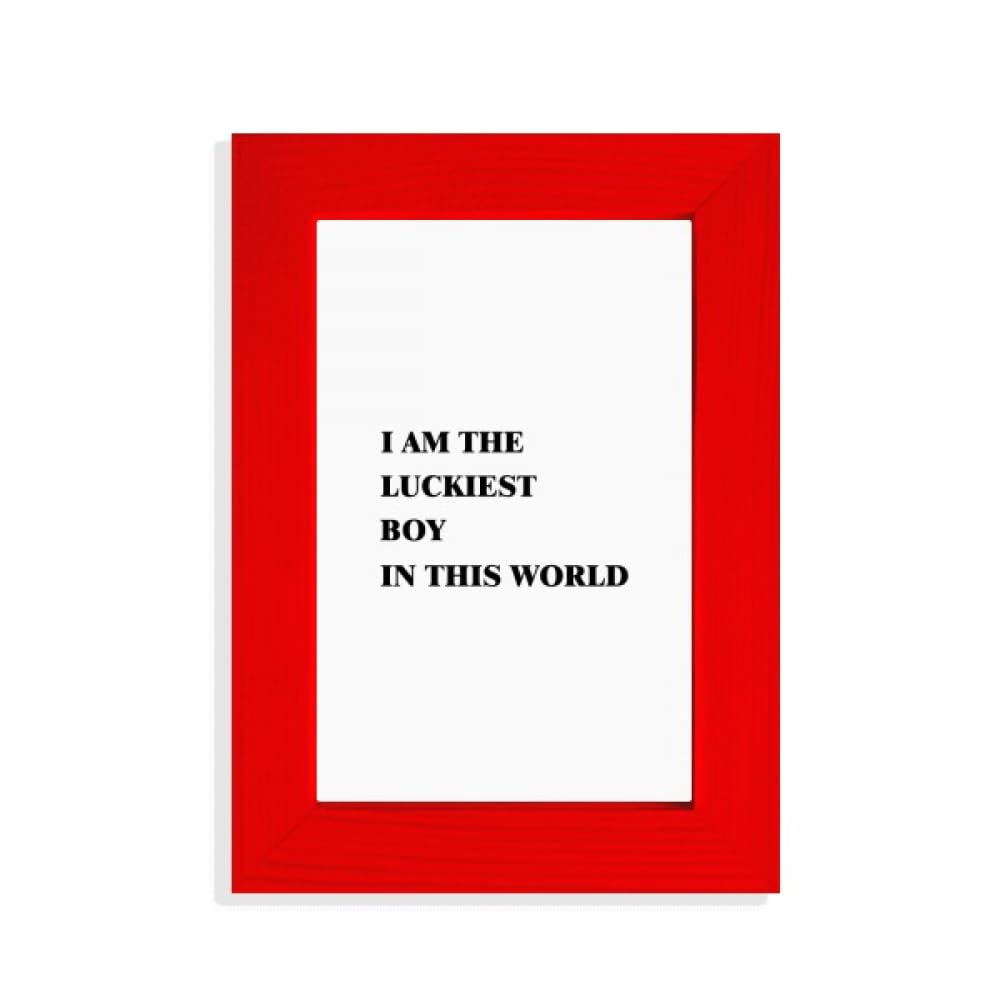 Cadre photo rouge I Am The Luckiest Boy : cadeau de naissance art déco idéal