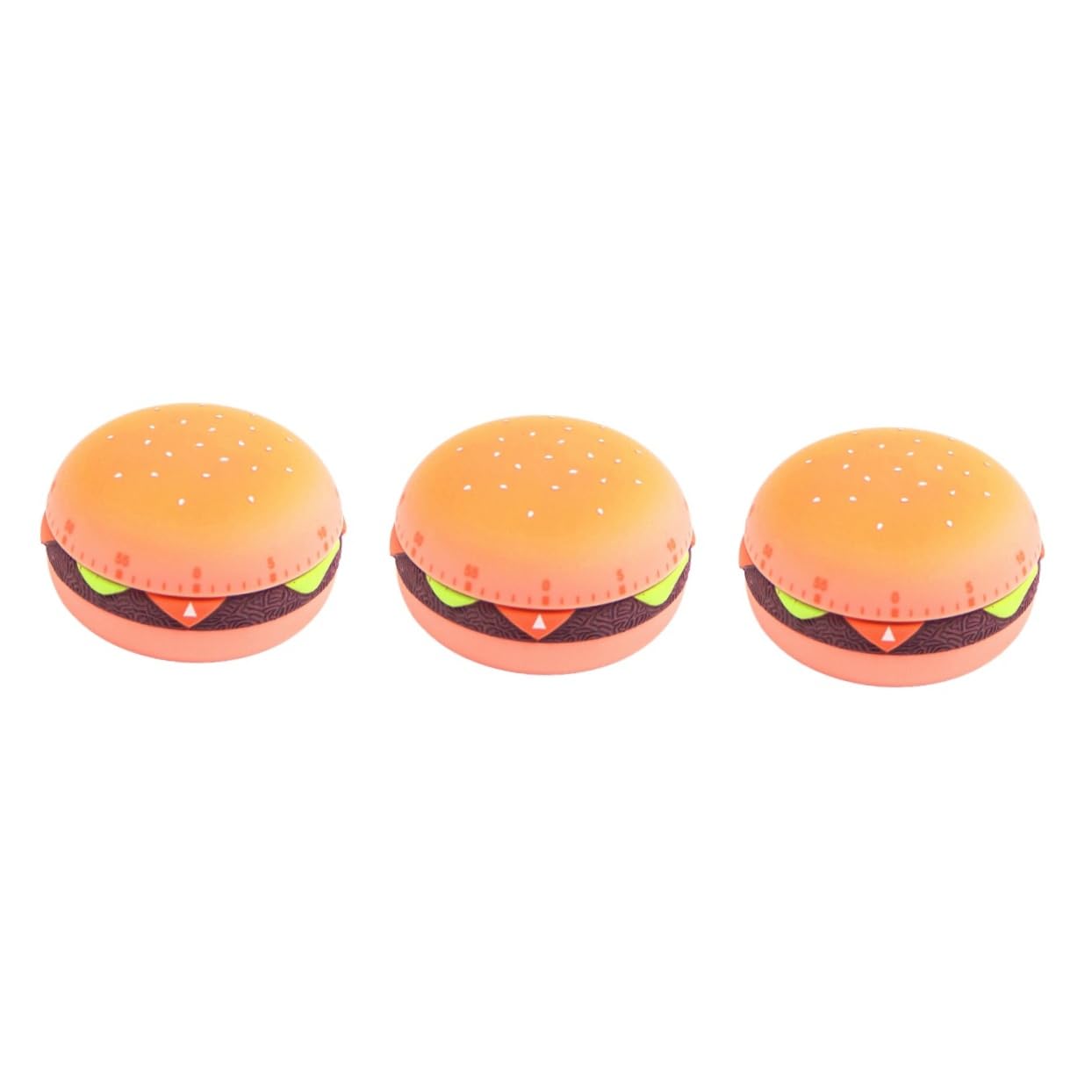 Alipis 3piezas Temporizador Mecánico De Cocina Forma De Hamburguesa Cronómetro De Plástico para Hornear y Cocinar Herramienta De para Restaurantes y